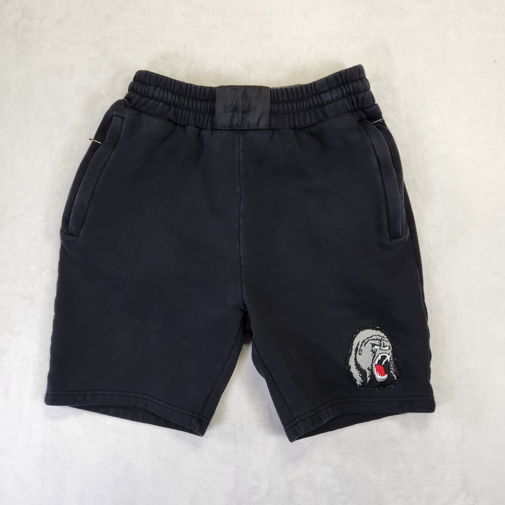 Boxraw Mens XL Black Gorilla Patch Sweat Shorts Gym‎ Boxing Streetwear XL